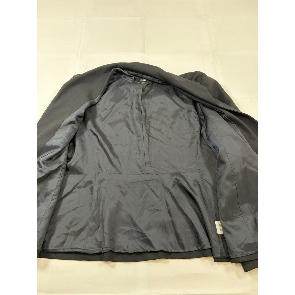 Eileen Fisher Black 100% Italian Wool Open Front Blazer Jacket Womens Large L - Picture 10 of 10